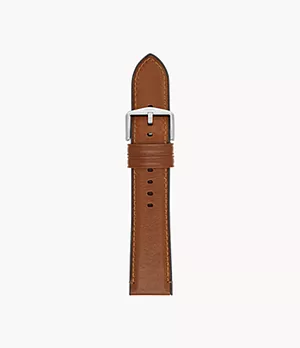 Estate 22 mm Light-Brown Leather and Silicone Watch Strap