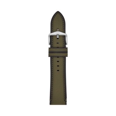 

Fossil Homme Bracelet interchangeable en cuir éco-responsable vert olive de 22 mm