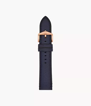 Bracelet interchangeable en cuir éco-responsable bleu marine de 22 mm