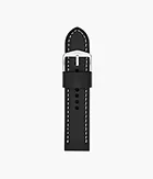 24mm Black Leather Watch Strap