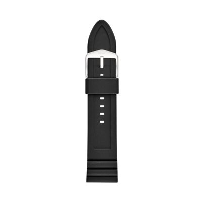 24mm Black Silicone Watch Strap