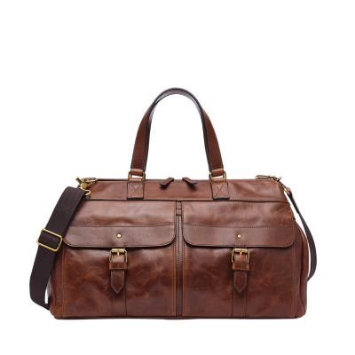 Fossil mens leather duffle bag sale