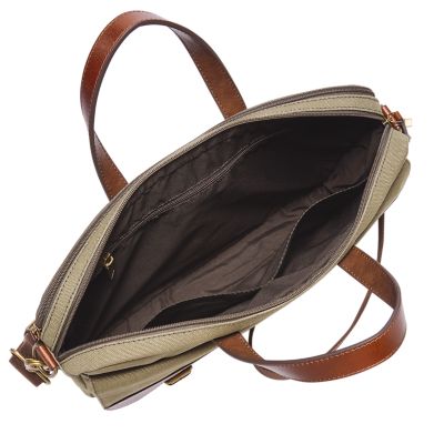 Fossil bridgitte leather laptop bag sale