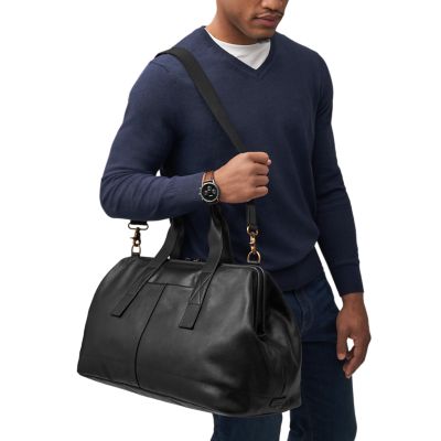 Fossil leather duffle discount bag