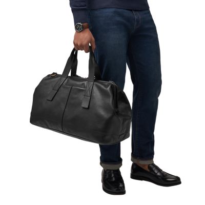 Fossil men's discount leather duffel bag