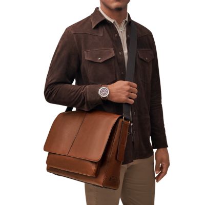 Fossil leather computer bag sale