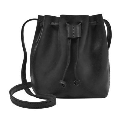 Mini leather shop bucket bag