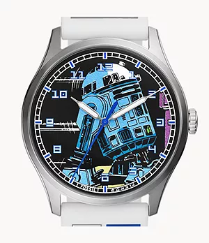 Reloj de R2-D2 de Star Wars de edición especial de silicona blanca con tres agujas