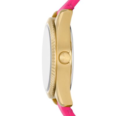 Set con orologio Barbie™ x Fossil in edizione speciale a tre sfere con  cinturino in pelle rosa e cinturino intercambiabile - SE1109SET - Fossil