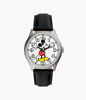 Reloj de Disney Fossil en edición especial de piel negra con tres agujas