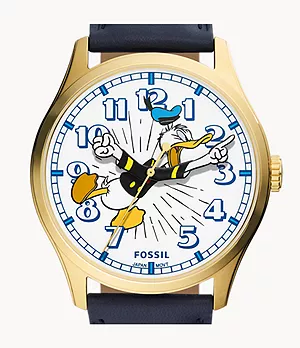 Orologio Disney x Fossil in edizione speciale a tre sfere con cinturino in pelle blu navy