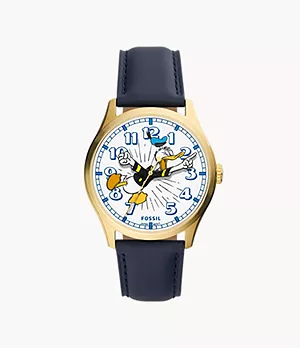 Reloj Disney Fossil en edición especial de piel en tono azul marino con tres agujas