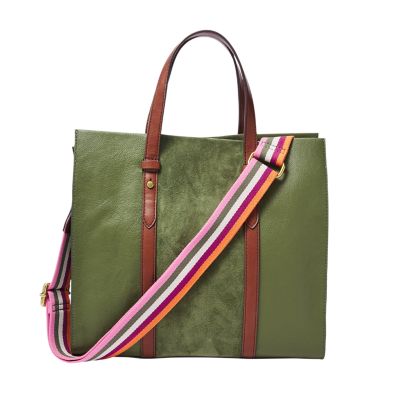 fossil leather tote