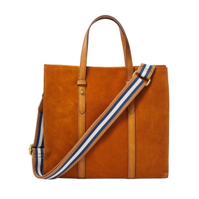 fossil leather tote bag