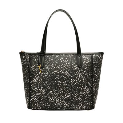 Fossil leather and leopard cheap print bag