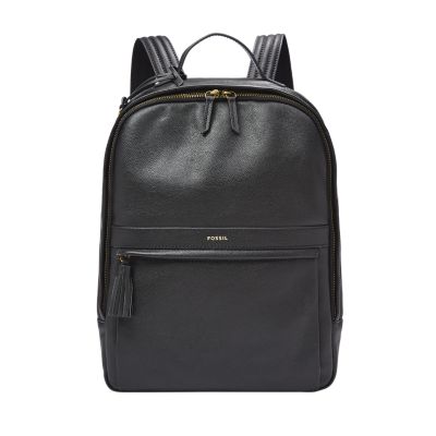 Fossil black store leather backpack