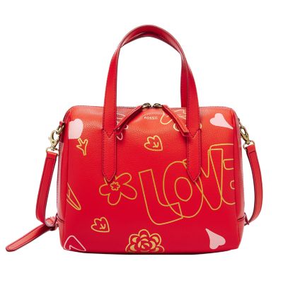 Fossil Sydney Leather Crossbody in Red