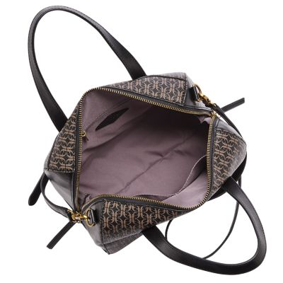 Fossil, Bags, Fossil Sydney Brown Canvas Coated Satchel Handbag Crossbody  Purse Original Style