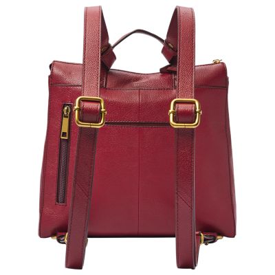 MINI CONVERTIBLE BACKPACK TOTE - RASPBERRY RED WATERPROOF LEATHER – LAURACEA