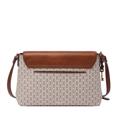 DKNY CINDY FLAP CROSSBODY BAG BROWN SIGNATURE