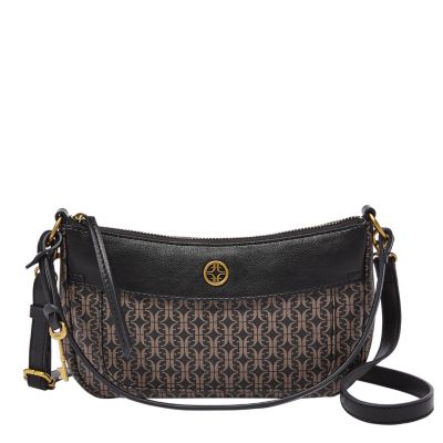 MINI CROSSBODY BAG WITH PRINTED HANDLE - Black