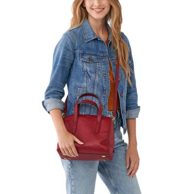 Fossil sydney satchel discount red