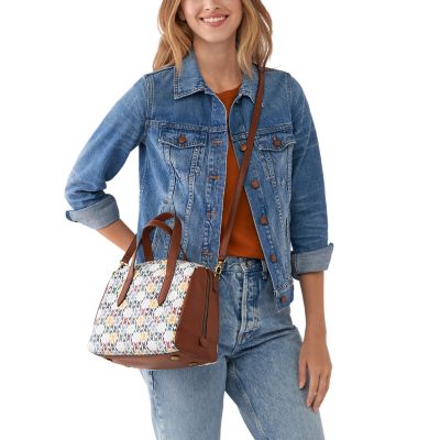 Fossil sydney satchel deals blue multi