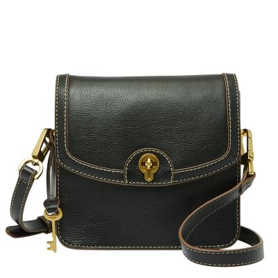 Universal Thread Buckle Flap Crossbody Bag Black