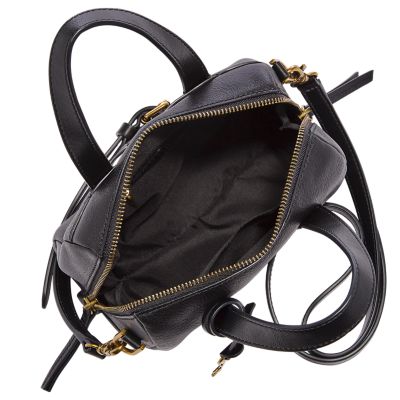 Fossil, Bags, Fossil Sydney Satchel Black Leather Crossbody Bag Handbag