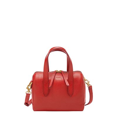 Fossil sydney satchel red multi sale