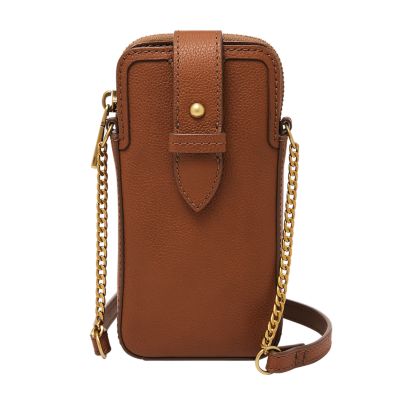 Cellphone Purse Tan Leather Tan Side Bag Cross Body Handbag 