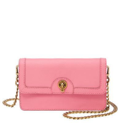 Pink Crossbody Bag w/ Padlock Chain