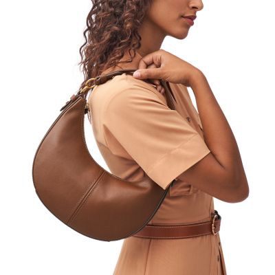 Brown leather shop hobo bag