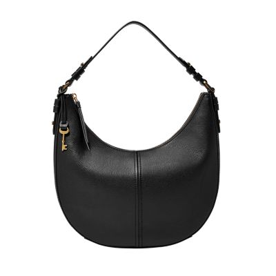 Large Hobo Bag Minimalist Black Zipper PU