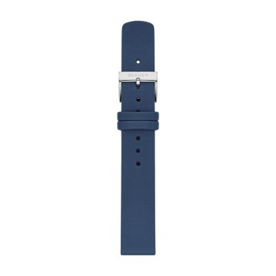 16mm Standard Leather Watch Strap, Blue