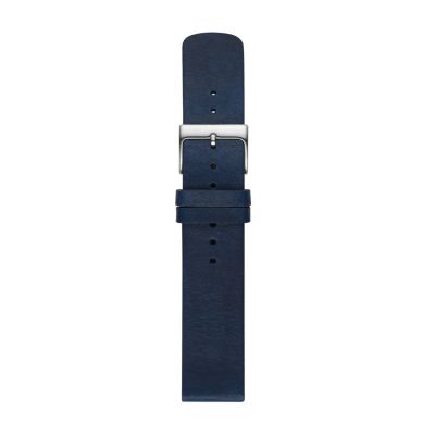 længde løber tør udvide 20mm Standard Leather Watch Strap, Navy Blue SKB6056 - Skagen
