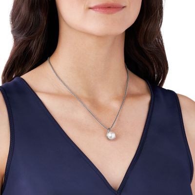 Agnethe Pearl Silver Pendant Necklace