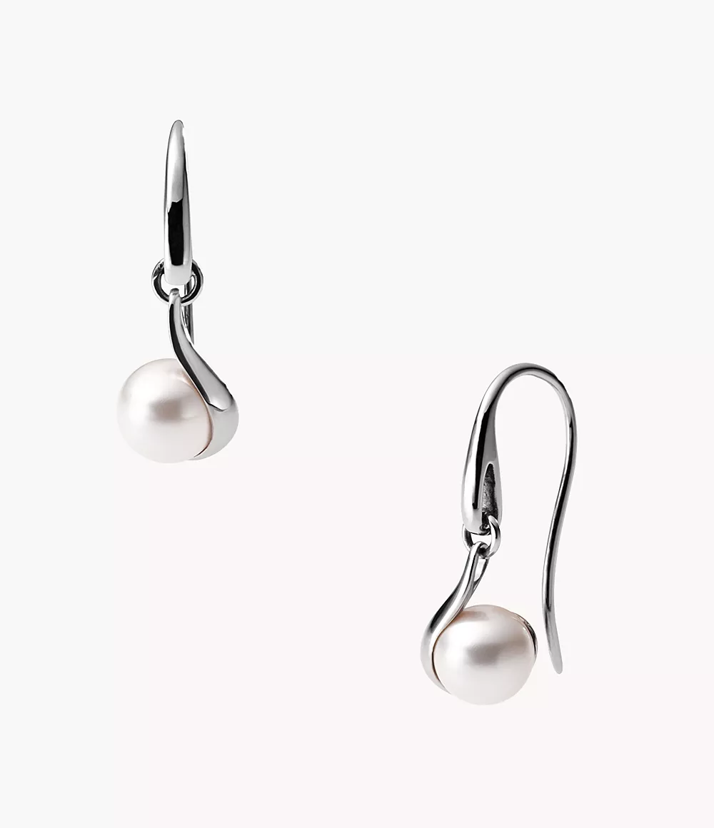 Skagen Women’s Agnethe Pearl Silver Drop Earrings