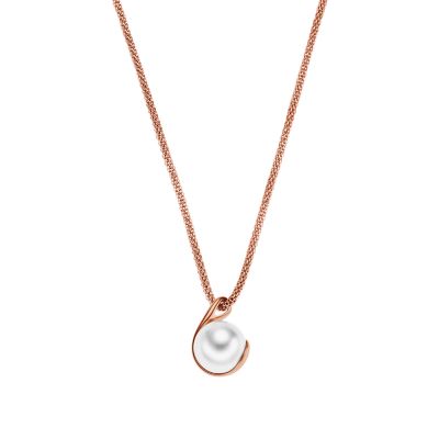 Agnethe Pearl Rose Tone Crystal Pendant Necklace SKJ0652791 Skagen