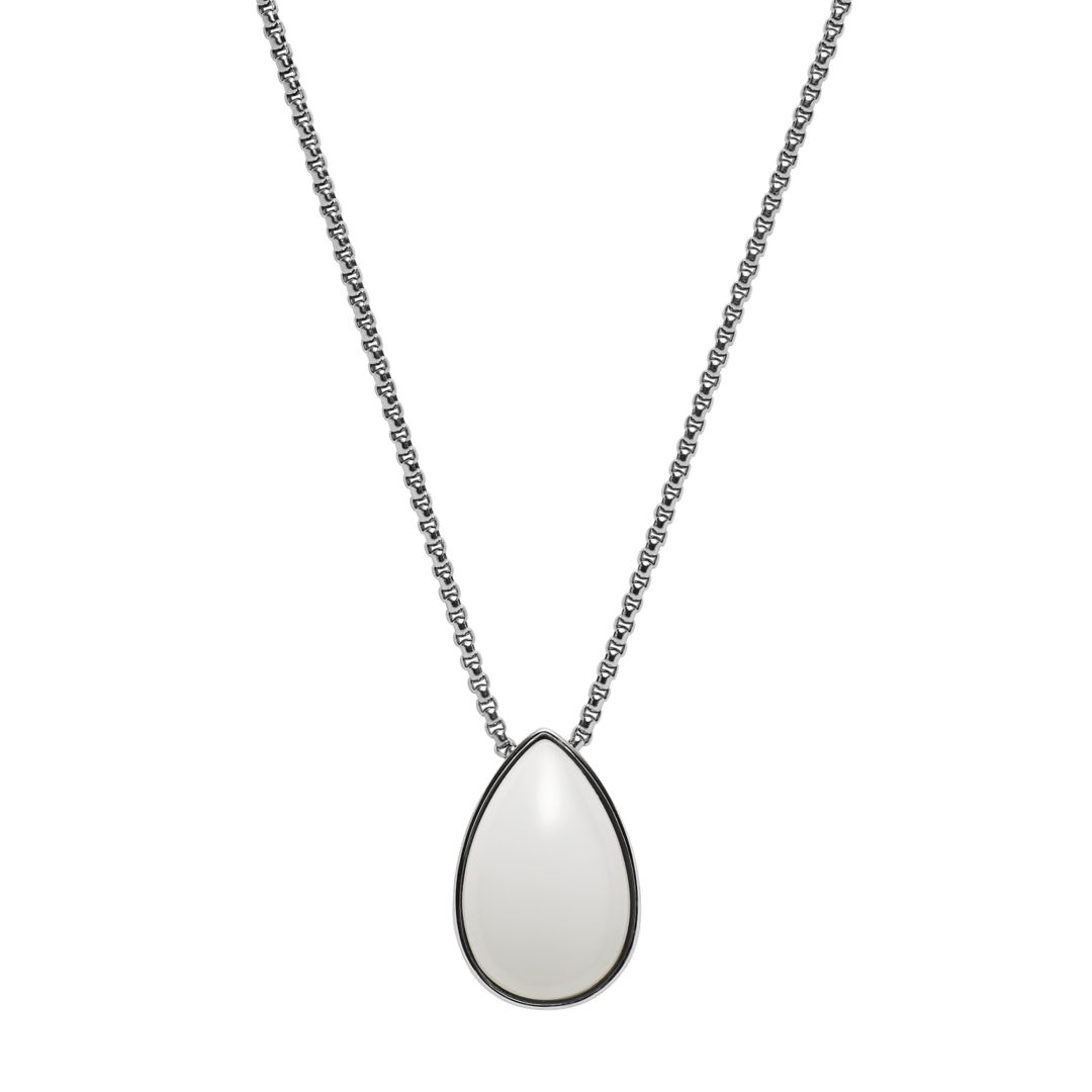 UPC 768680228601 product image for Skagen White Sea Glass Silver-Tone Pendant Necklace Skj0669040 | upcitemdb.com