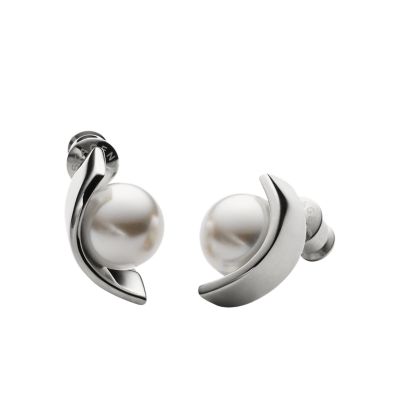 Agnethe Pearl Rose Gold Tone Stainless Steel Stud Earrings