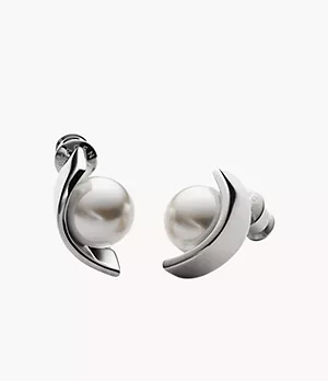 Agnethe Pearl Silver-Tone Stud Earrings