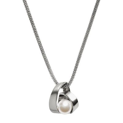 Photos - Pendant / Choker Necklace Skagen Women's Agnethe Pearl Silver-Tone Pendant Necklace SKJ0749040 