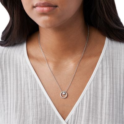 Linje Modern シルバートーン サークル ネックレス