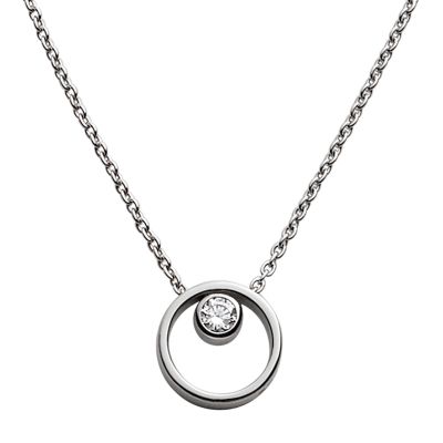 Photos - Pendant / Choker Necklace Skagen Women's Linje Modern Silver-Tone Circle Necklace SKJ0833040 