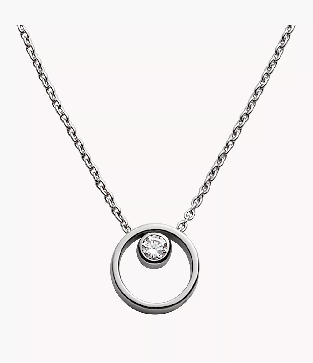 Skagen Women’s Linje Modern Silver-Tone Circle Necklace