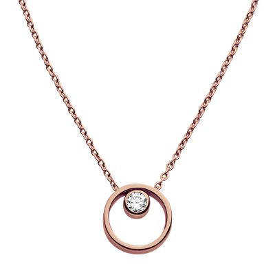 Skagen Women’s Linje Modern Rose Gold-Tone Circle Necklace