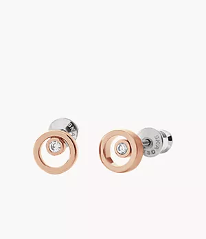 Linje Modern Rose Gold-Tone Circle Stud Earrings