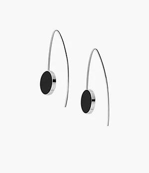 Silver-Tone Onyx Hook Earrings