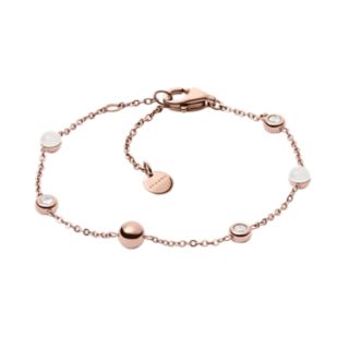 Sea Glass Rose-Tone Station Bracelet